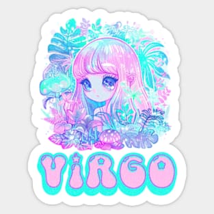 Kawaii Virgo Pastel Zodiac Sign Anime Astrology Birthday Sticker